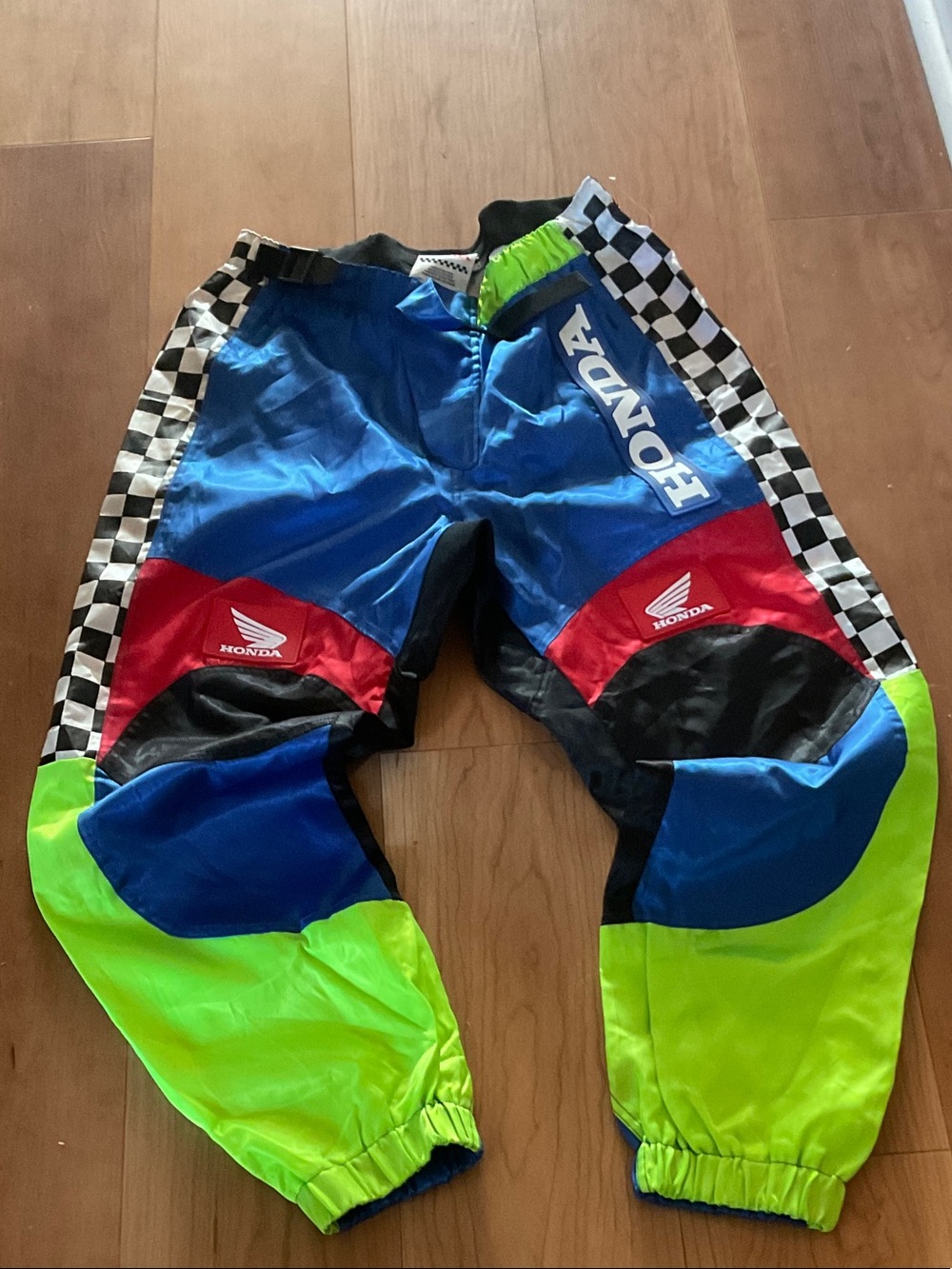 Honda Blue, Red & Neon Green Racing Pants